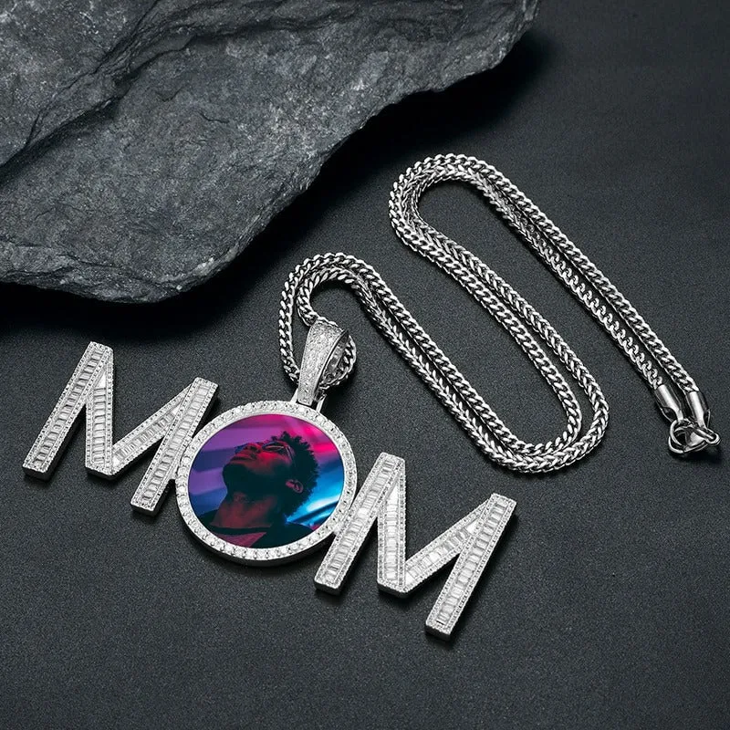Custom Photo 'MOM' Pendant-in memory of mom necklace