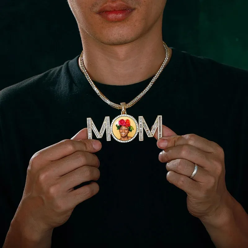 Custom Photo 'MOM' Pendant-in memory of mom necklace