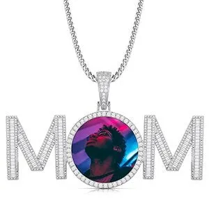 Custom Photo 'MOM' Pendant-in memory of mom necklace