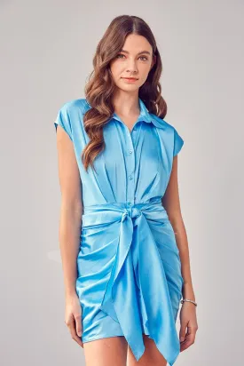 Do   Be Collection Junior Collar Button Up Front Tie Dress