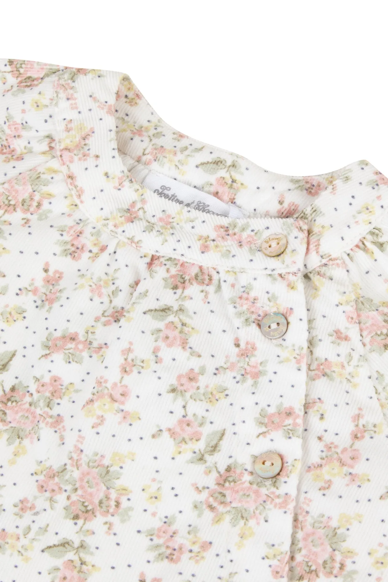 Dress - Mother-of-pearl corduroy with floral print