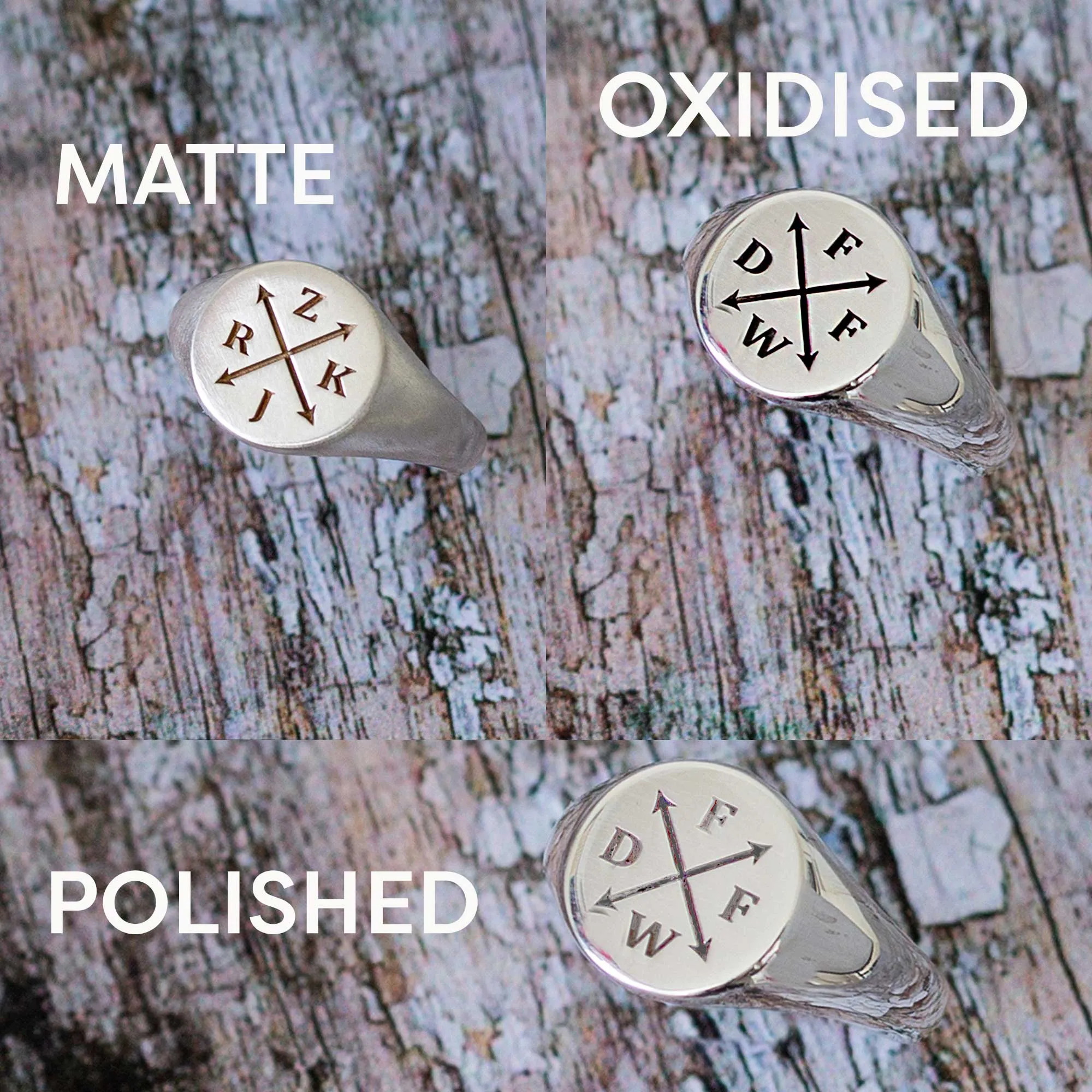 Family Initials Personalised Silver Signet Ring