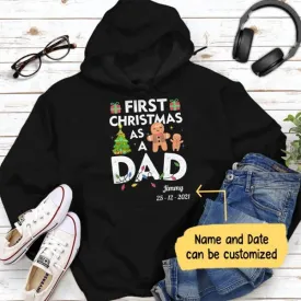 First Christmas As A Dad Personalized Graphic Apparel - Name and Date can be customized