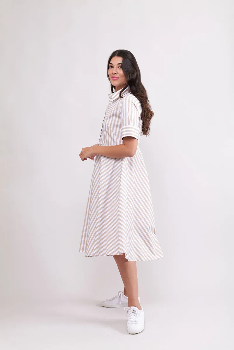 FOIL Award Winning Dress Sand Stripe