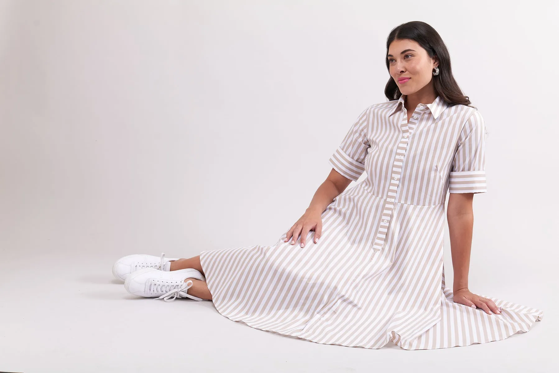 FOIL Award Winning Dress Sand Stripe