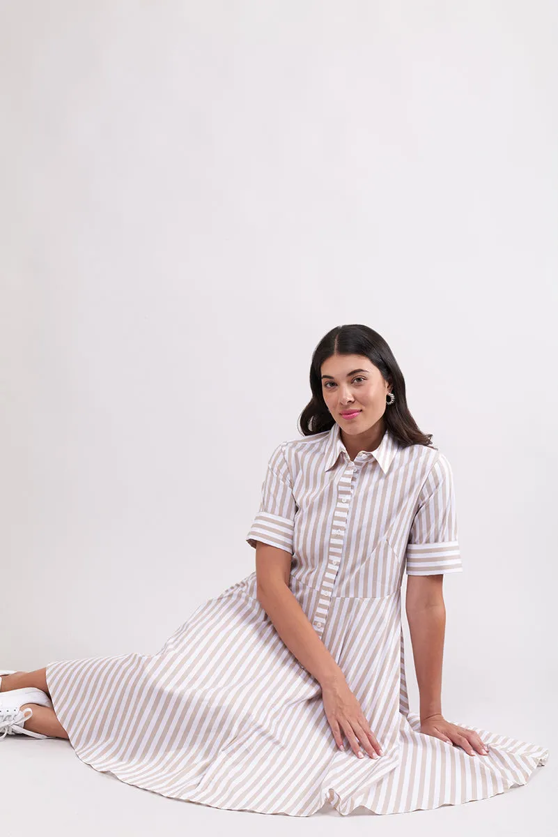 FOIL Award Winning Dress Sand Stripe