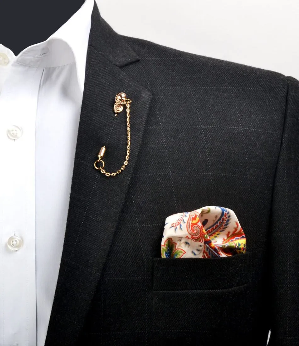Golden  Skull n' Chain Metal Lapel Pin