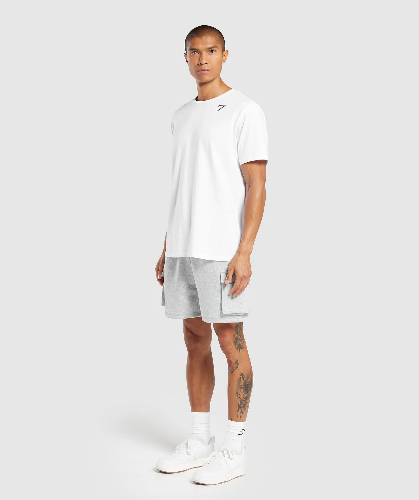 Gymshark Crest Cargo Shorts - Light Grey Core Marl