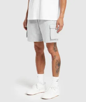 Gymshark Crest Cargo Shorts - Light Grey Core Marl