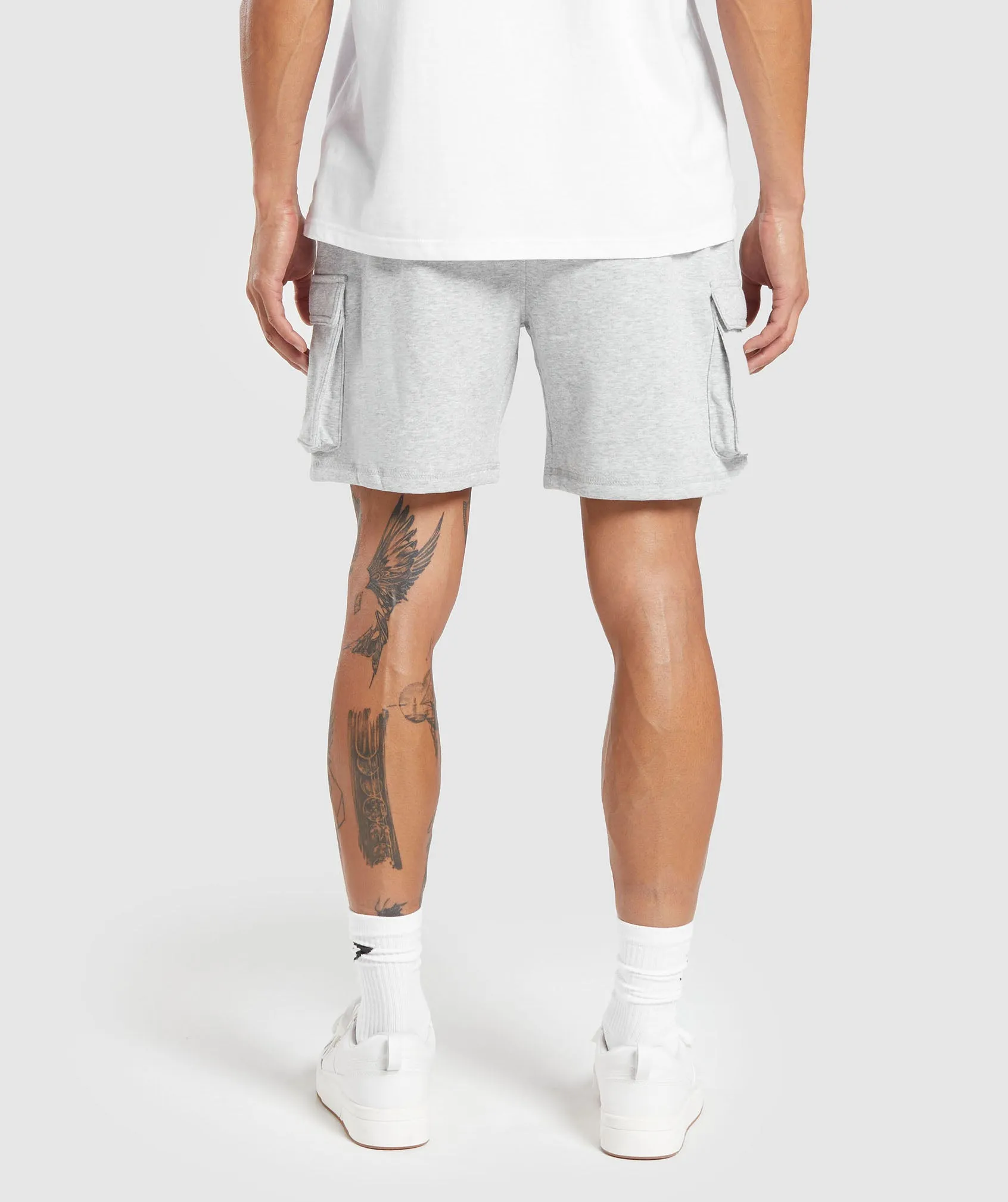Gymshark Crest Cargo Shorts - Light Grey Core Marl