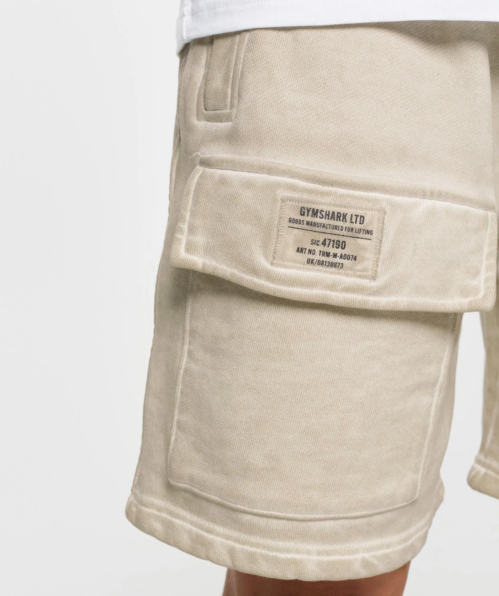 Gymshark Heavyweight Washed Cargo Shorts - Pebble Grey