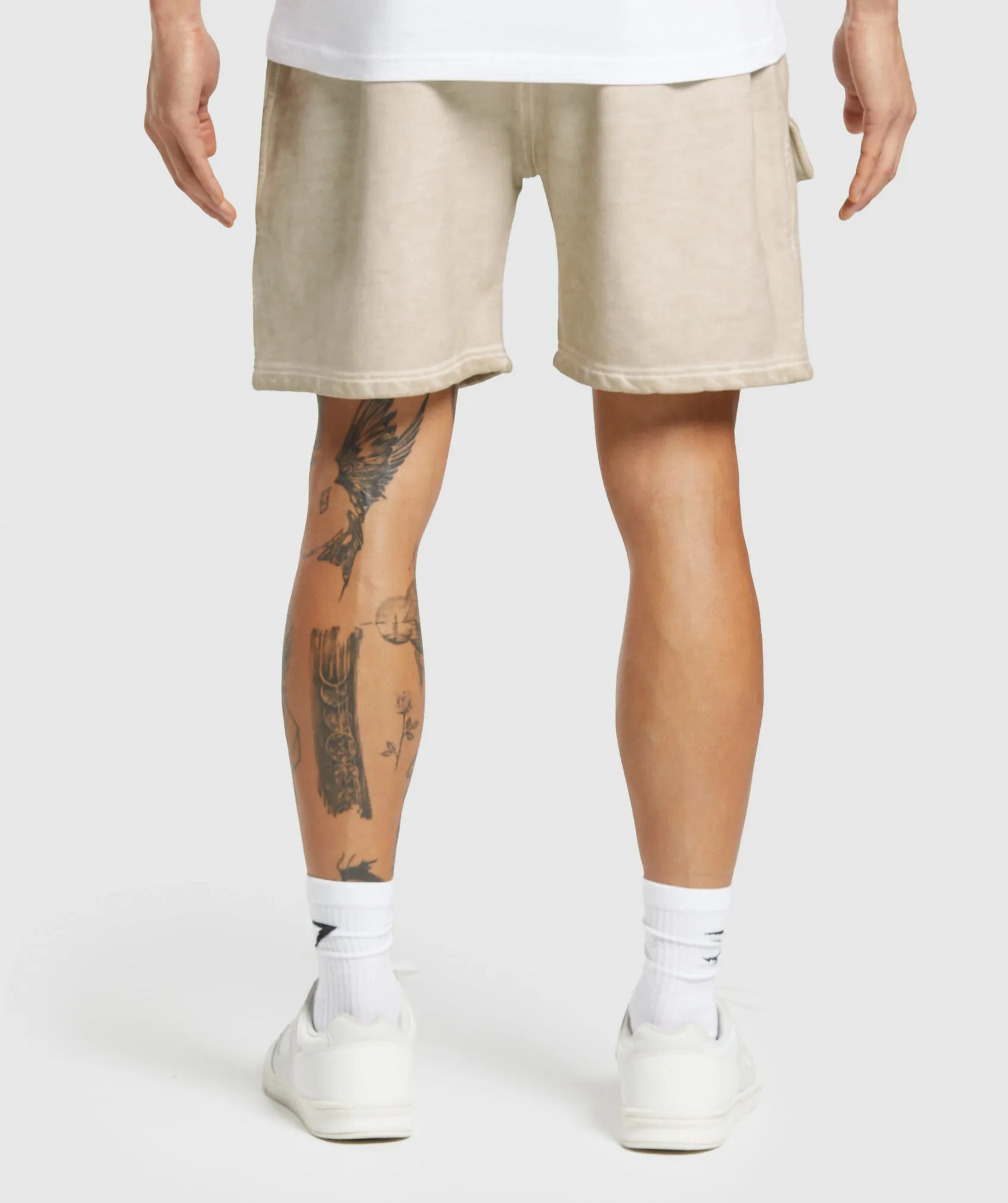 Gymshark Heavyweight Washed Cargo Shorts - Pebble Grey