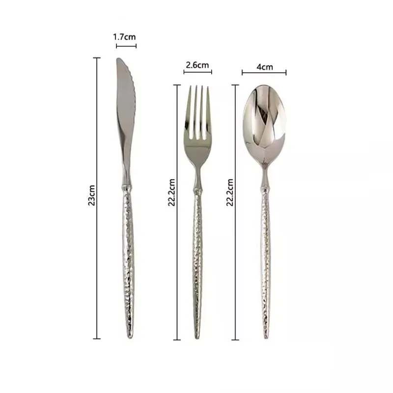 Hammered Stainless Steel Steak Knife Cutlery Set
