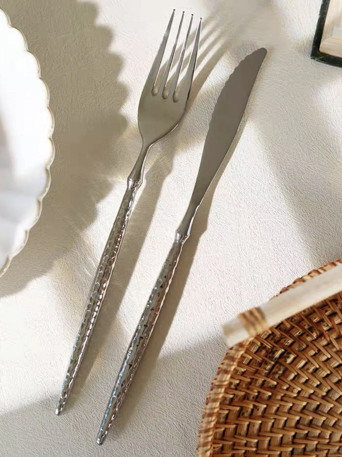 Hammered Stainless Steel Steak Knife Cutlery Set