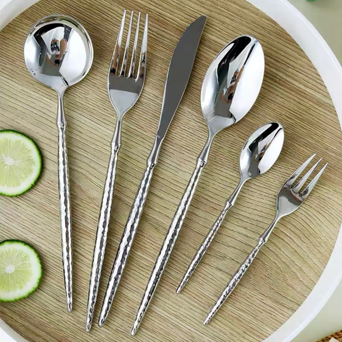 Hammered Stainless Steel Steak Knife Cutlery Set