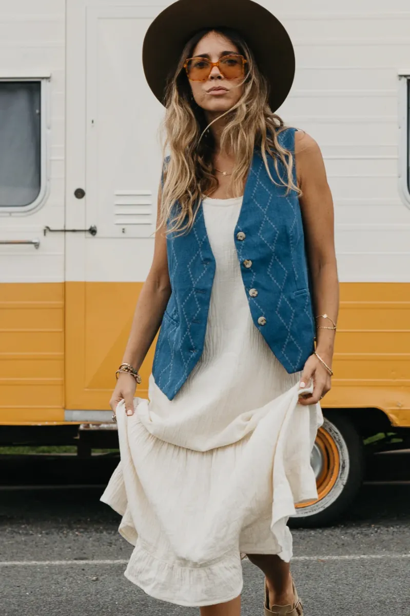 Indigo Denim Vest - Buttoned