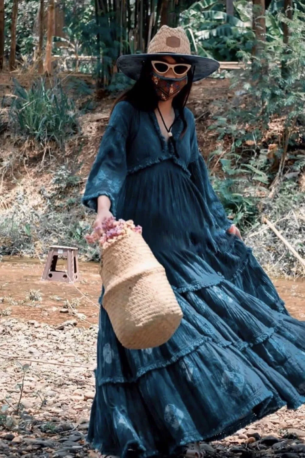 INDIGO MOTHER EARTH LONG SLEEVE DRESS MYE