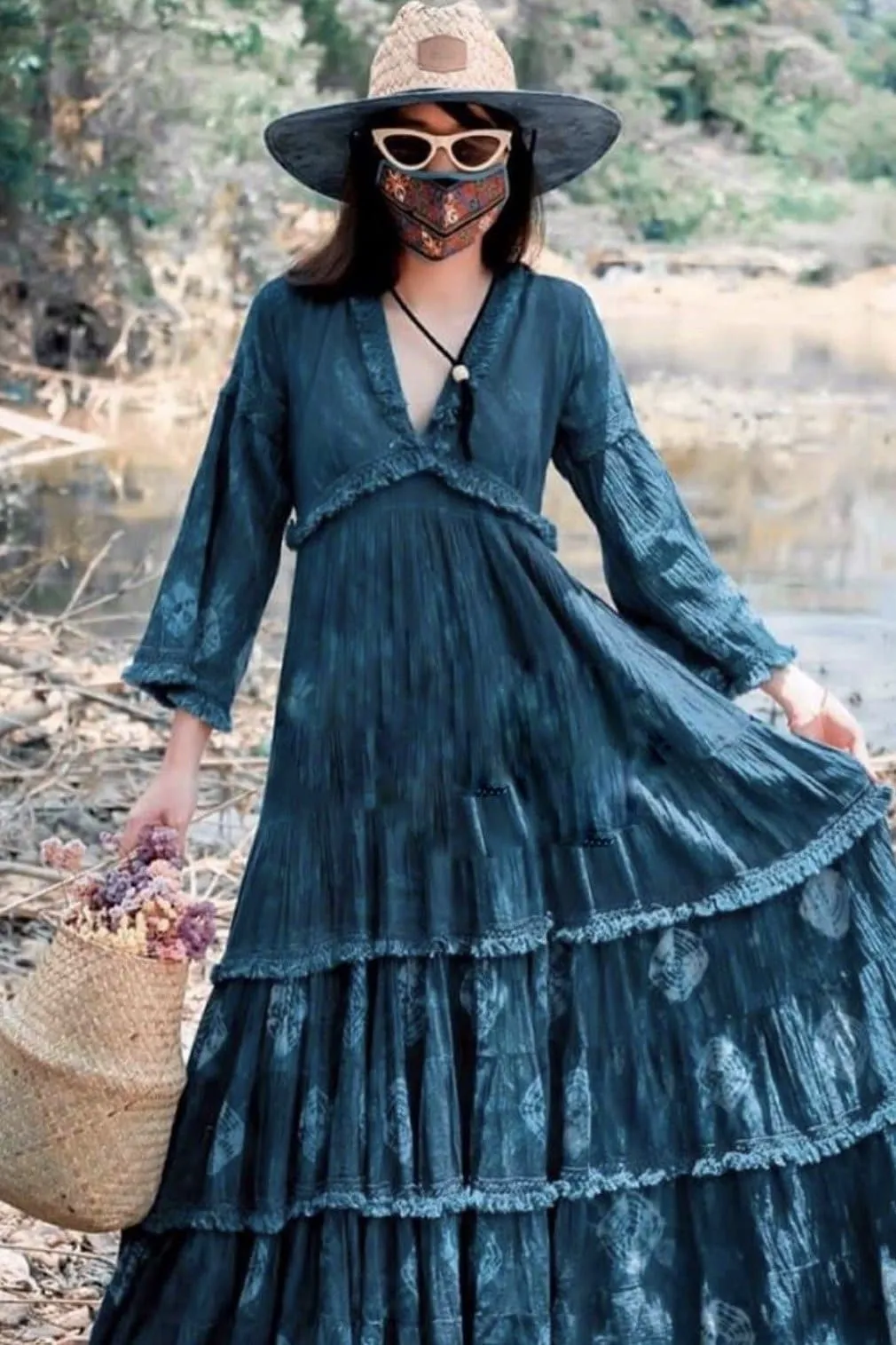 INDIGO MOTHER EARTH LONG SLEEVE DRESS MYE