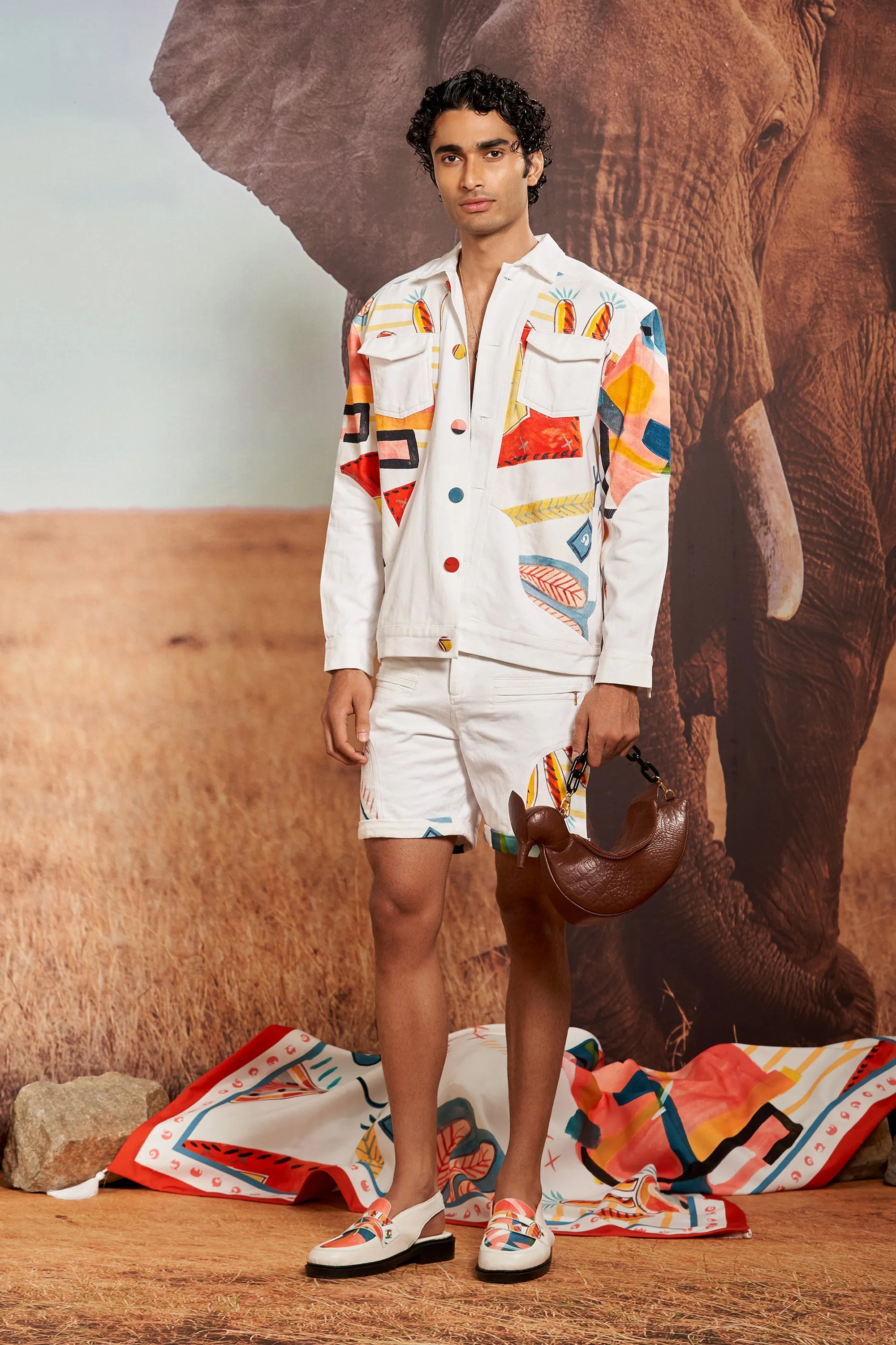 Ivory & Surocco Panelled Denim Shorts