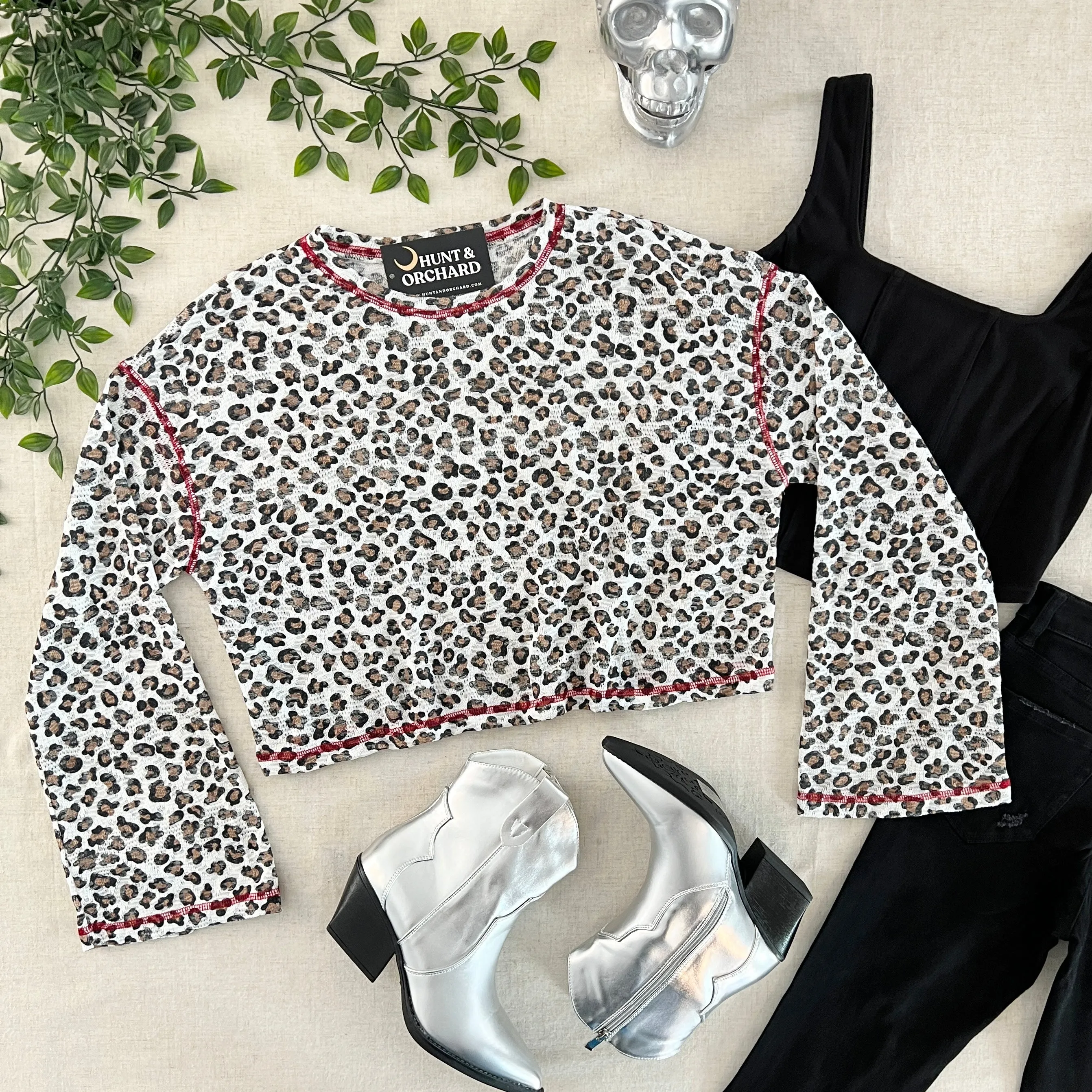 Jett Mesh Crop Top - Leopard