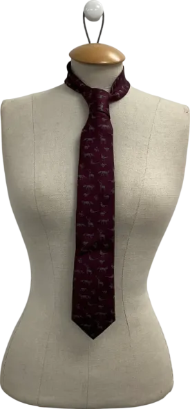 joules Red Silk Tie One Size