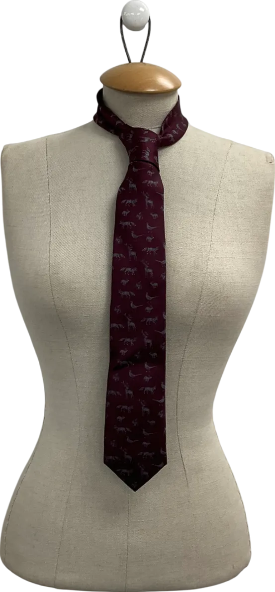 joules Red Silk Tie One Size
