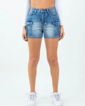 Kaylee Cargo Shorts (Blue Denim)