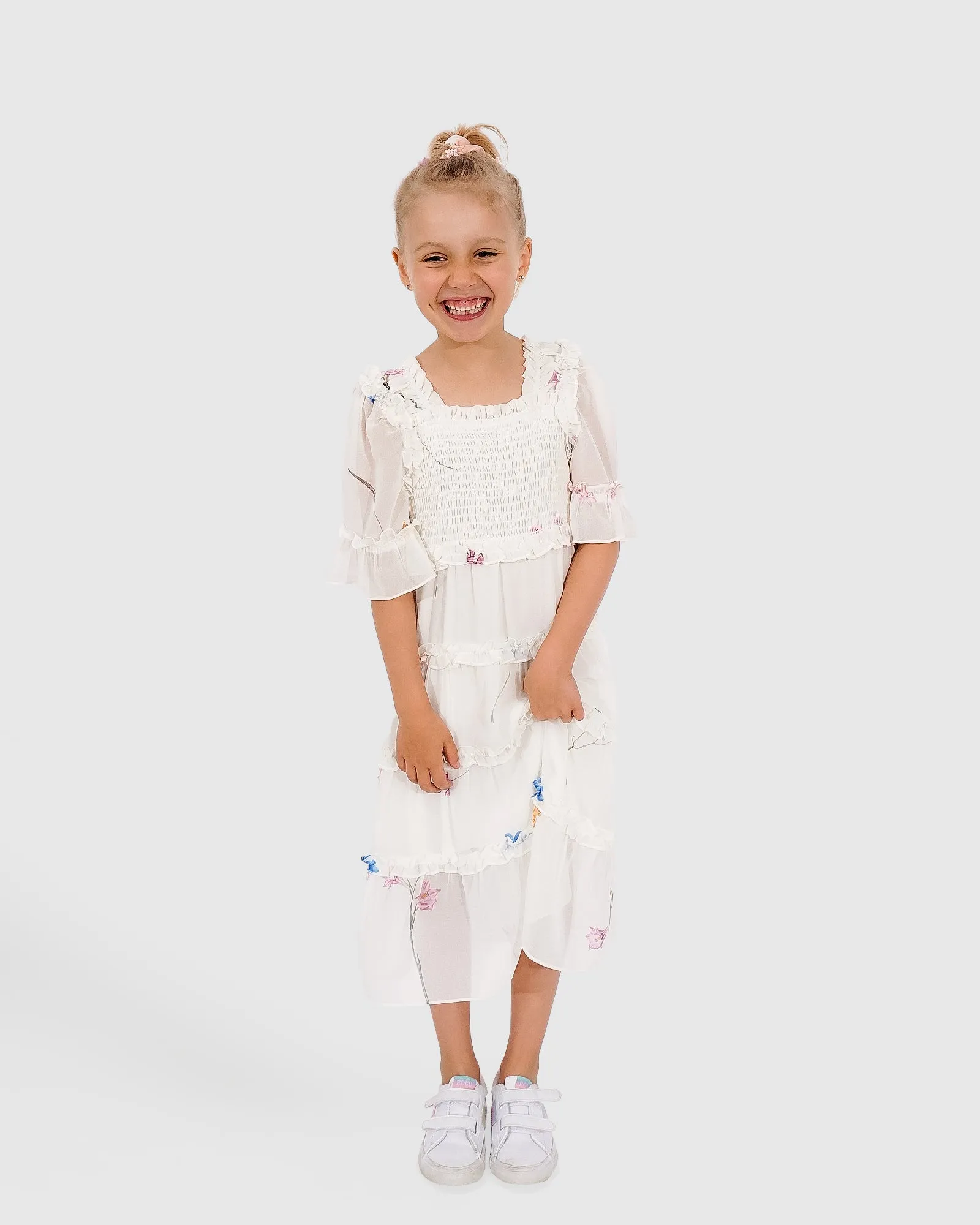 La Fille Tiered Dress - White