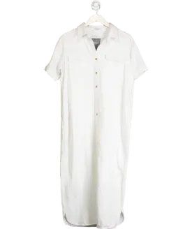 Legoe Heritage White Maternity Maxi Shirt Dress UK XS