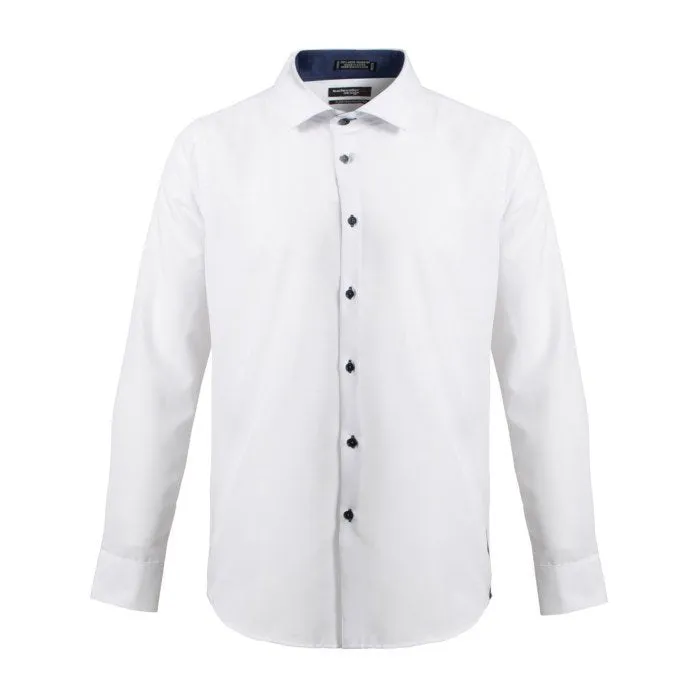 Leo Chevalier Mens White Red Label Fitted Micro Poly Dress Shirt