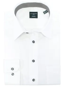 Leo Chevalier Mens White Regular Fit 100% Cotton No Iron Dress Shirt