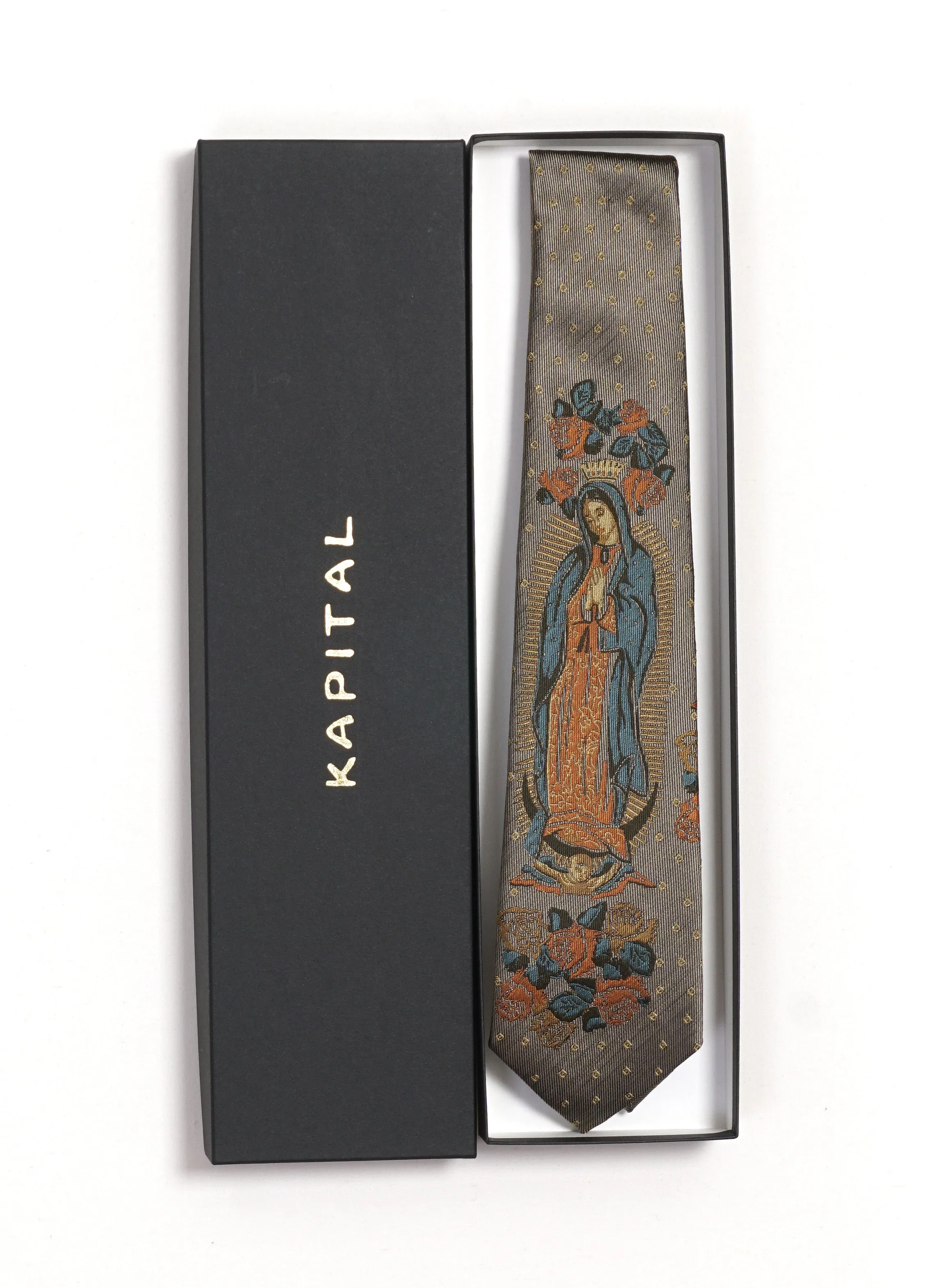MARIA | Silk Twill Tie | Grey/Beige