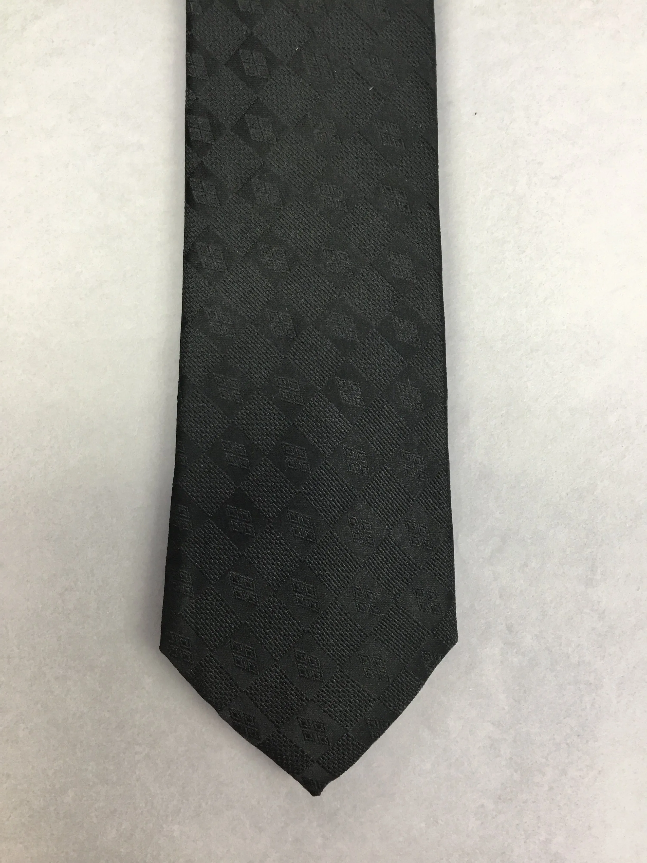 Mens Silk Tie Check Black/Black