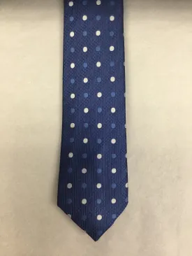 Mens Silk Tie Polka Dot Navy/Blue/White