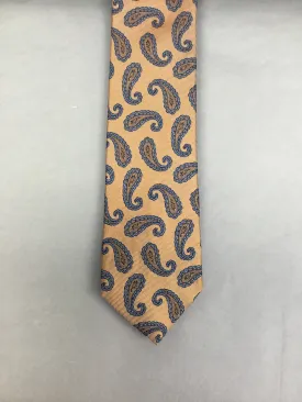 Mens Silk Tie Small Paisley Copper/Navy