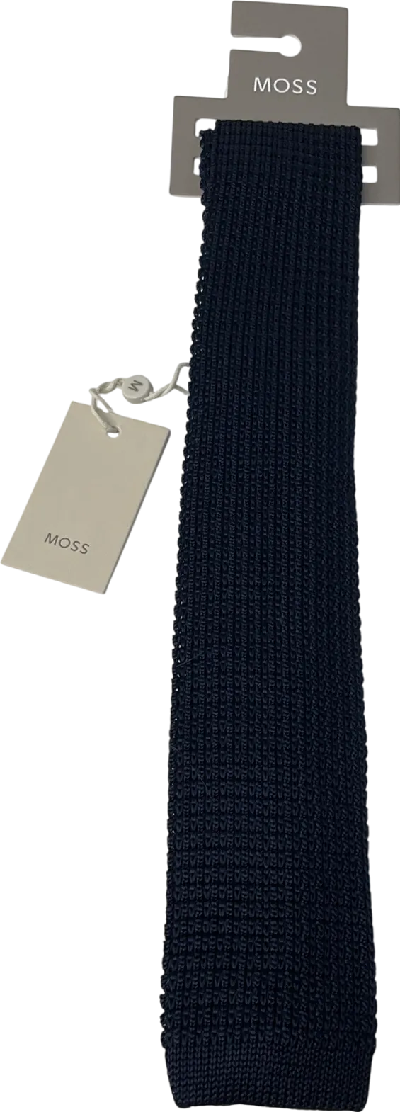 Moss Bros Blue Knitted Silk Tie One Size
