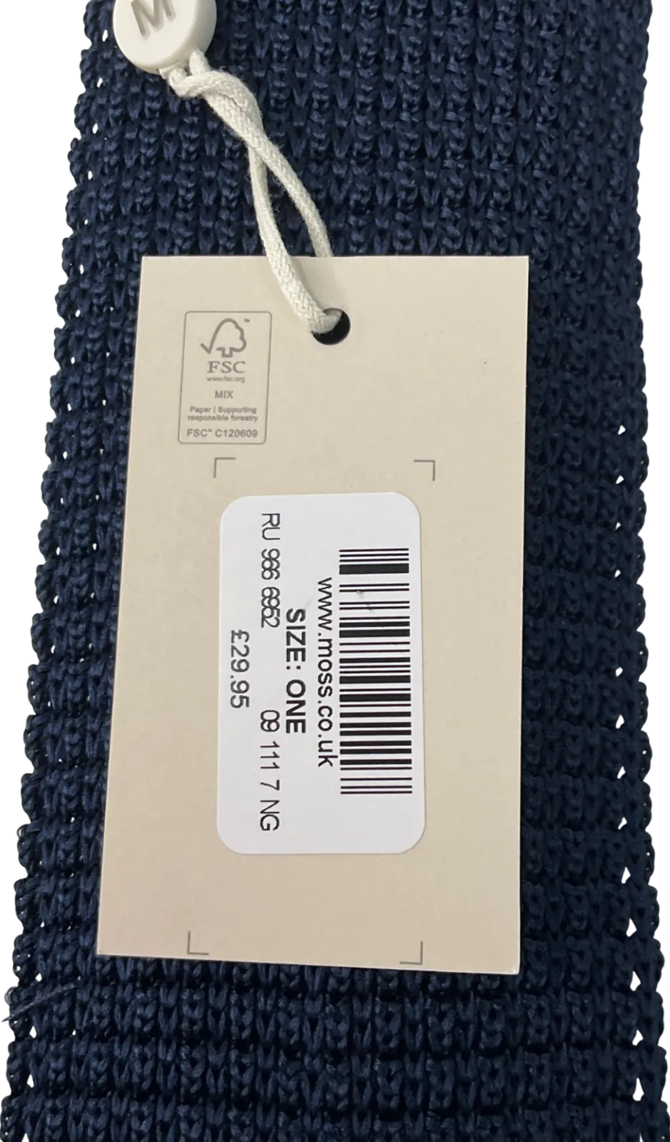 Moss Bros Blue Knitted Silk Tie One Size