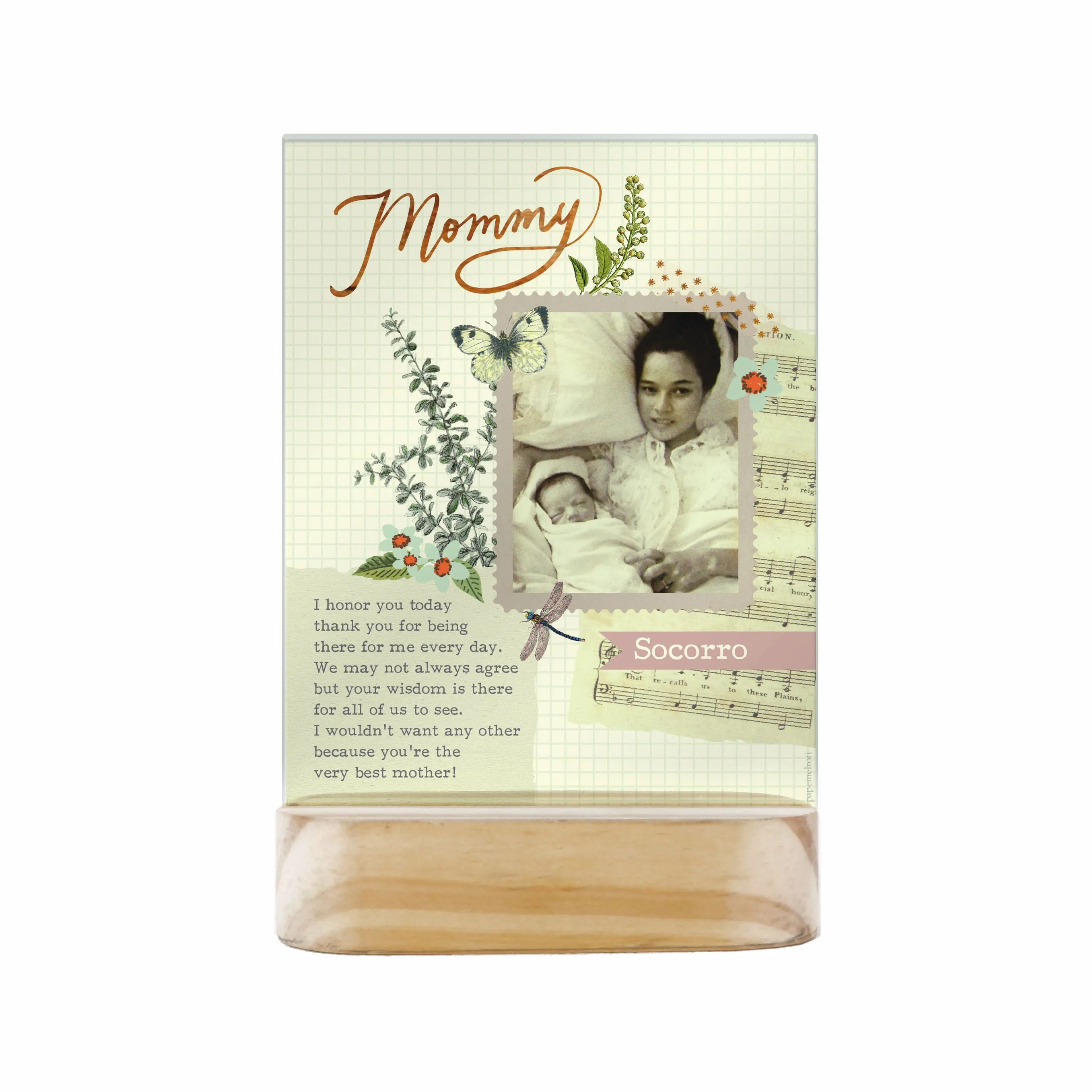 Mother Curved Stand Glass Plaque