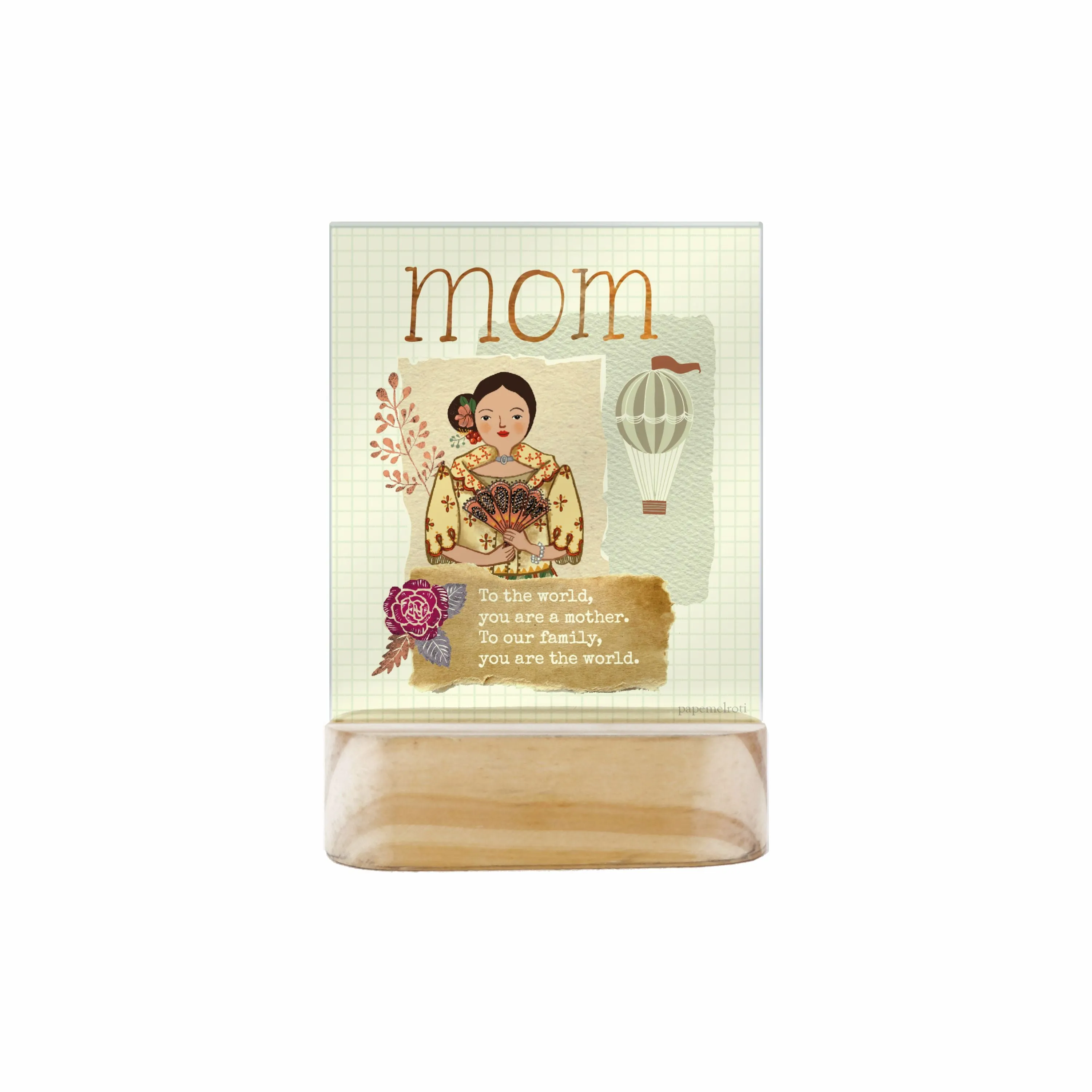 Mother Curved Stand Glass Plaque