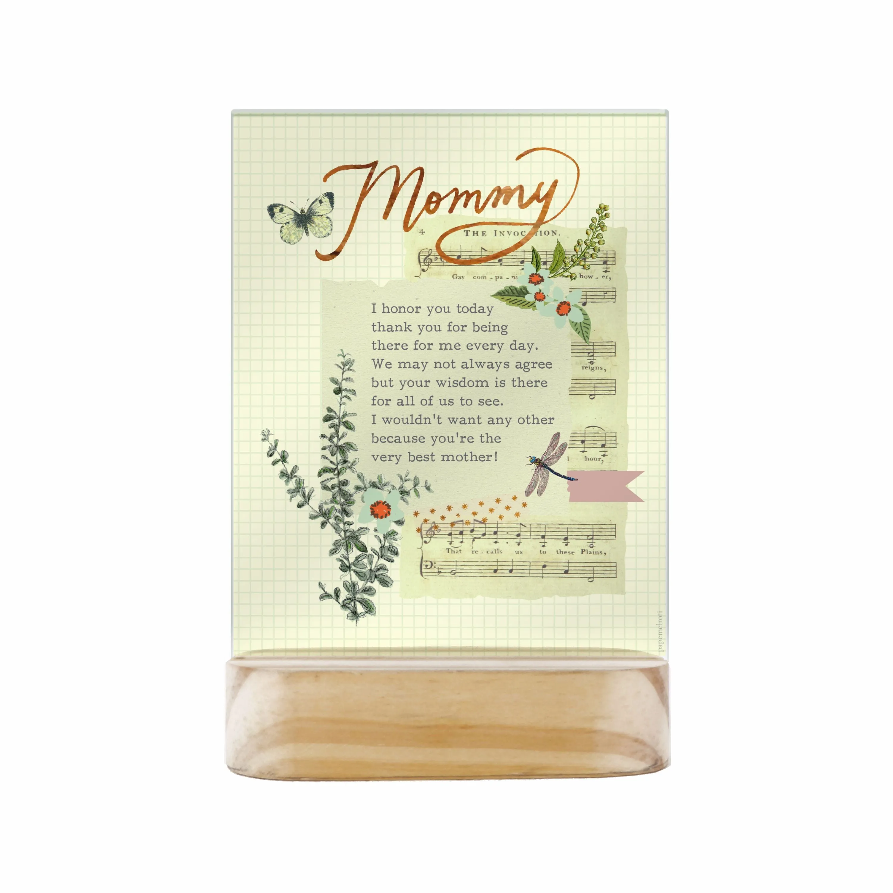Mother Curved Stand Glass Plaque