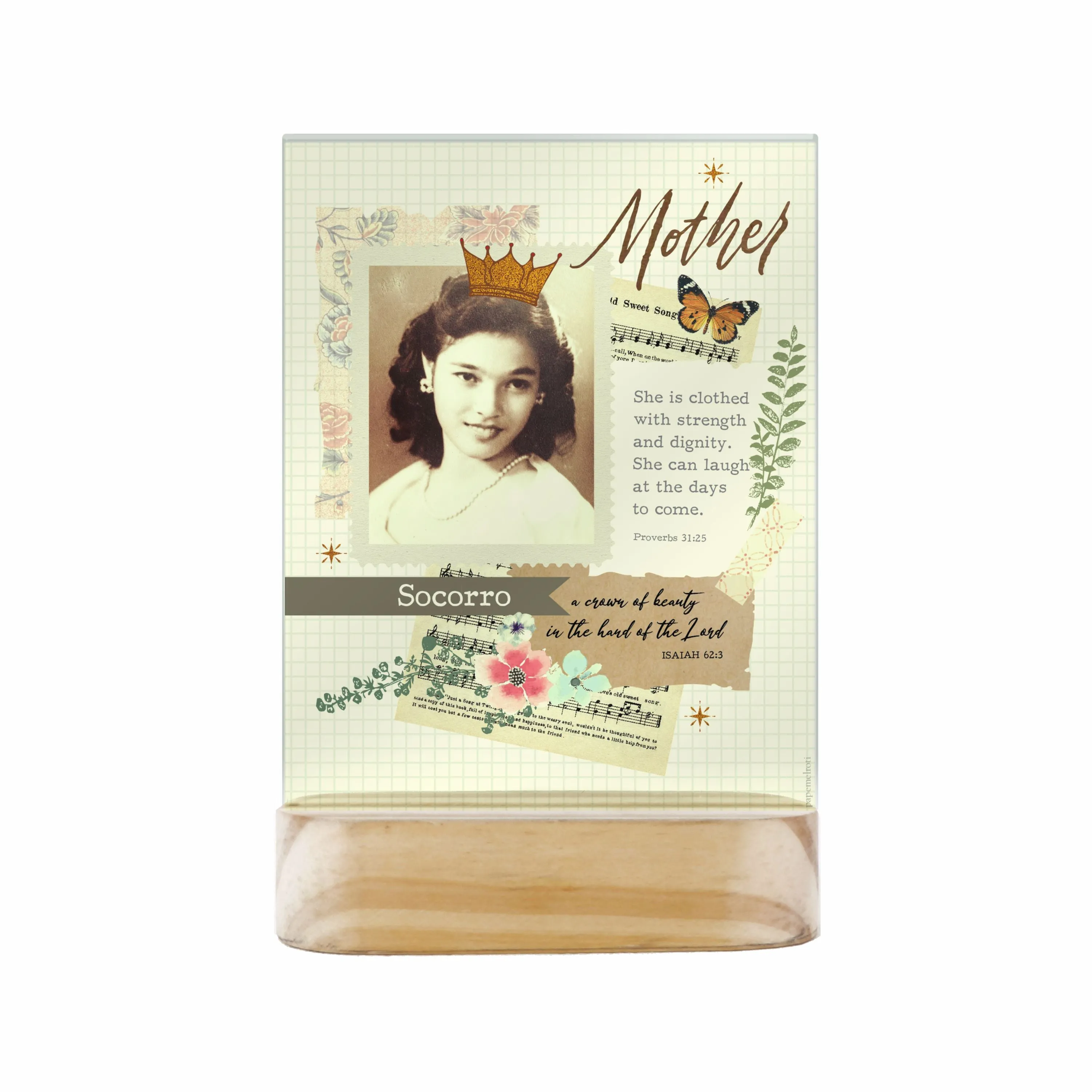 Mother Curved Stand Glass Plaque