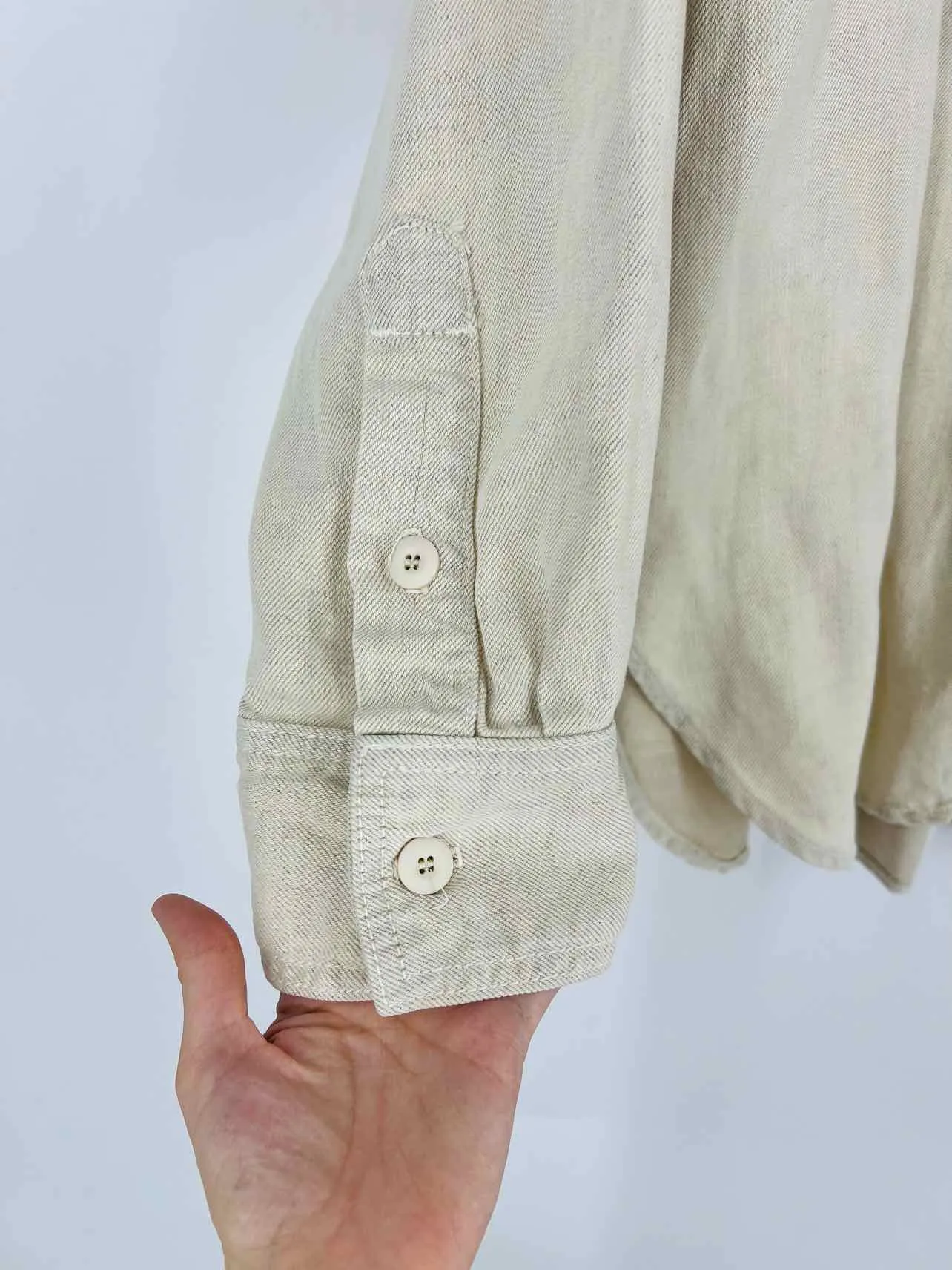 Mother Size L Cream Pocket Linen Blend Designer Blouse