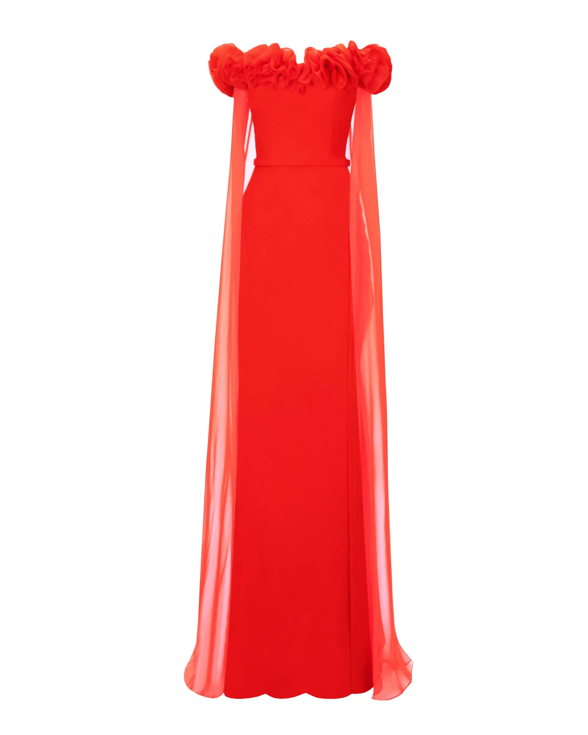 Off-The-Shoulders With Flower Embellisment Dress