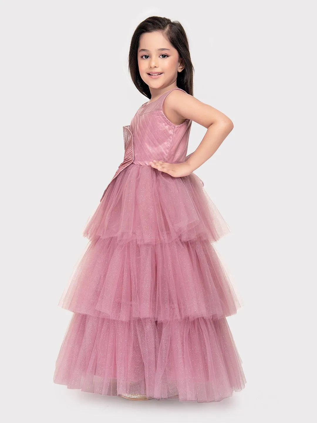 Orchid Coloured Imported Net Gown For Girls \ Birthday Ball Gown For Girls