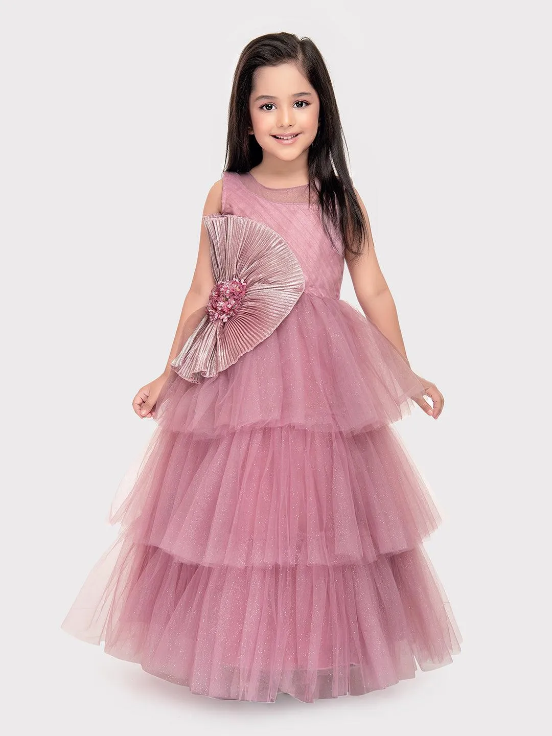 Orchid Coloured Imported Net Gown For Girls \ Birthday Ball Gown For Girls