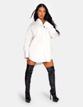 Oversized Poplin Shirt Dress White