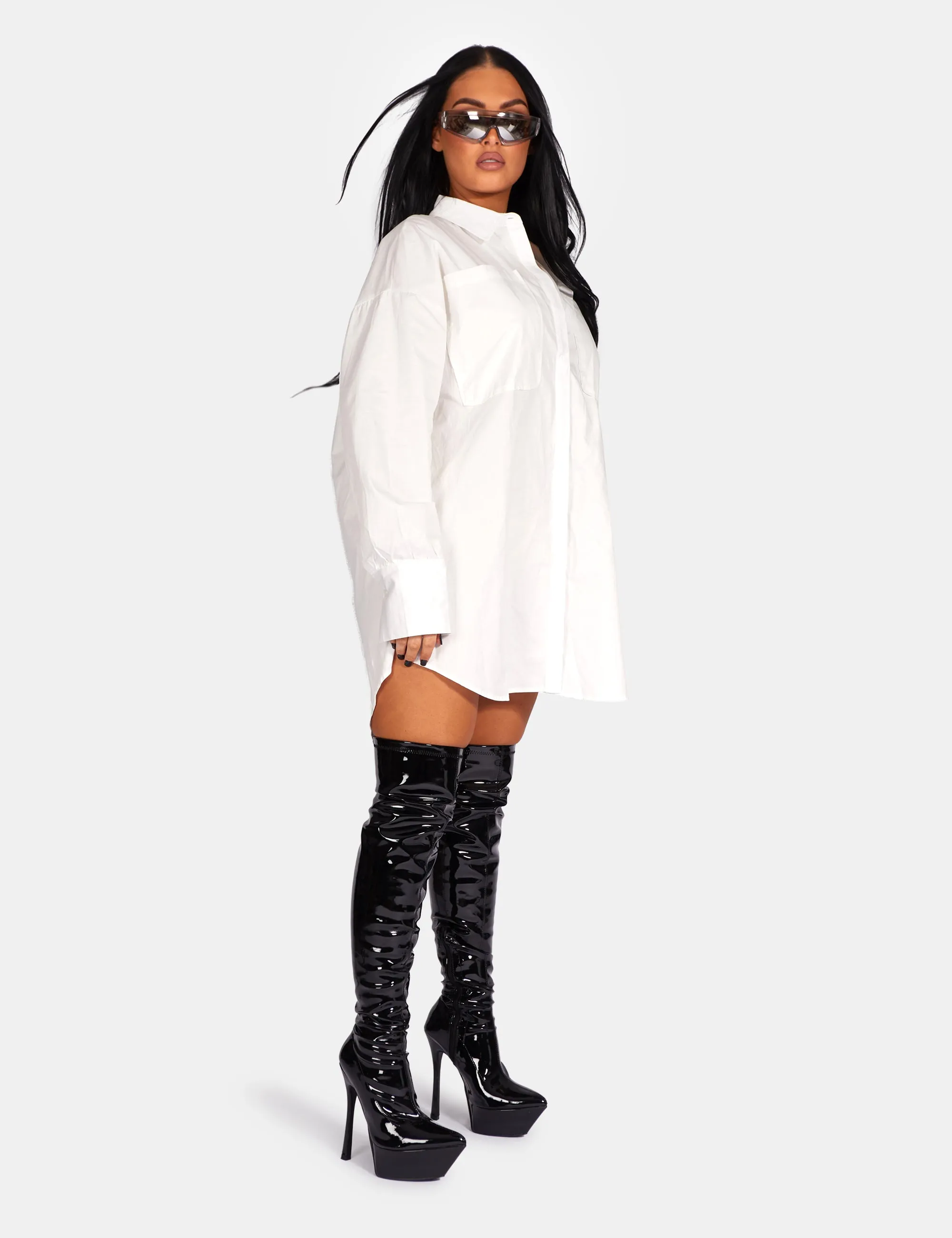 Oversized Poplin Shirt Dress White