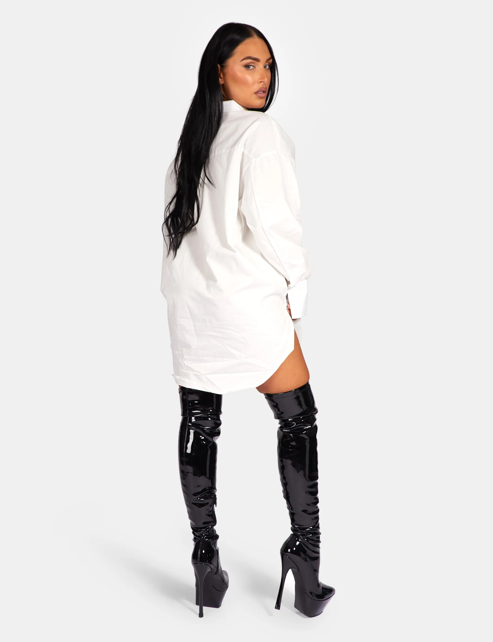 Oversized Poplin Shirt Dress White