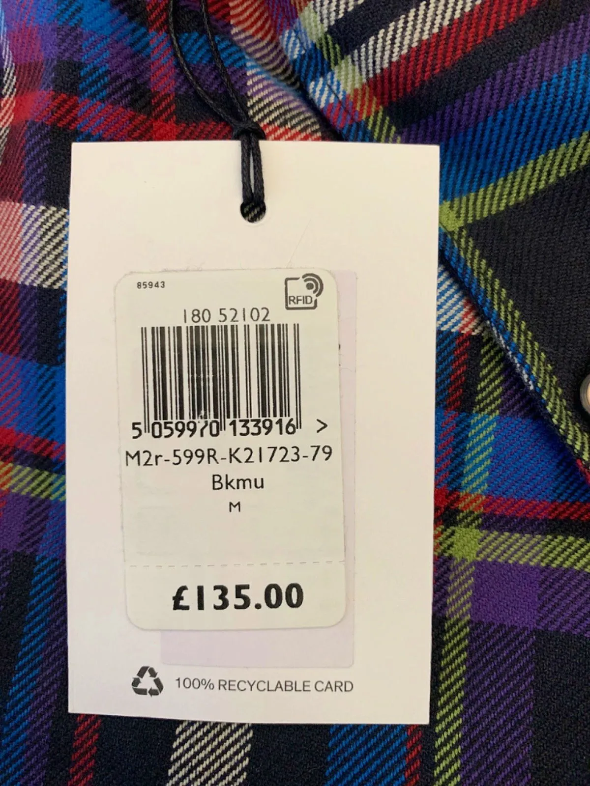 Paul Smith Multi-Colour Plaid Tailored Fit Shirt M