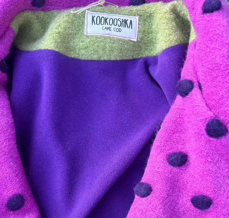 Pink and Purple Polka Dot Jacket with Floral Applique